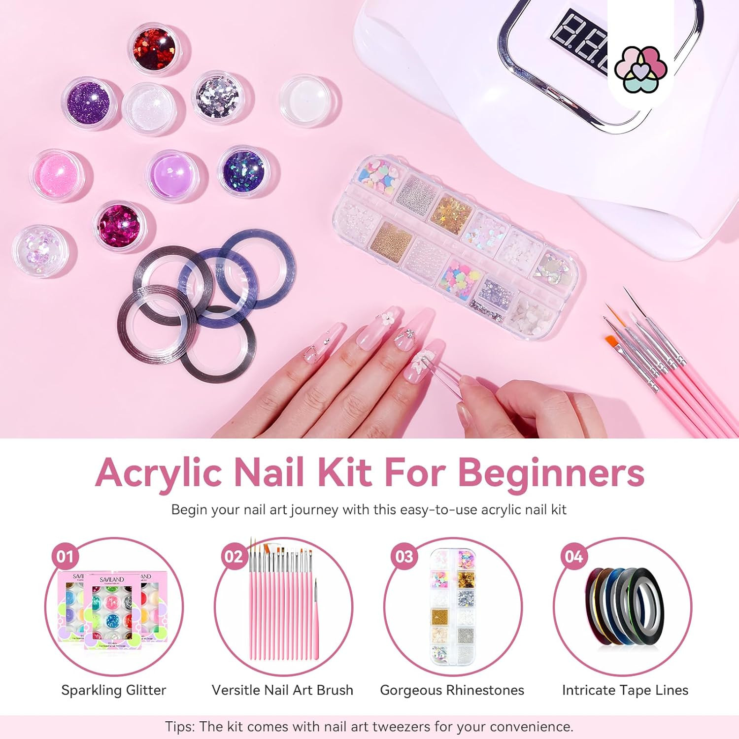 Paquete De Uñas Acrilicas Kit De Esmalte Profesional Para Pinceles Set Rutilar