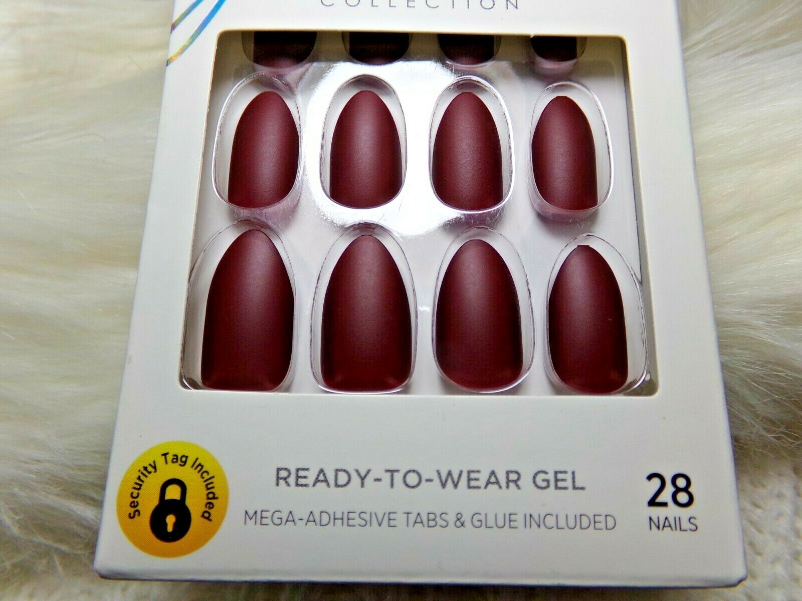 Kiss Gel Fantasy Matte Burgundy Red Glue On Nail Medium Almond