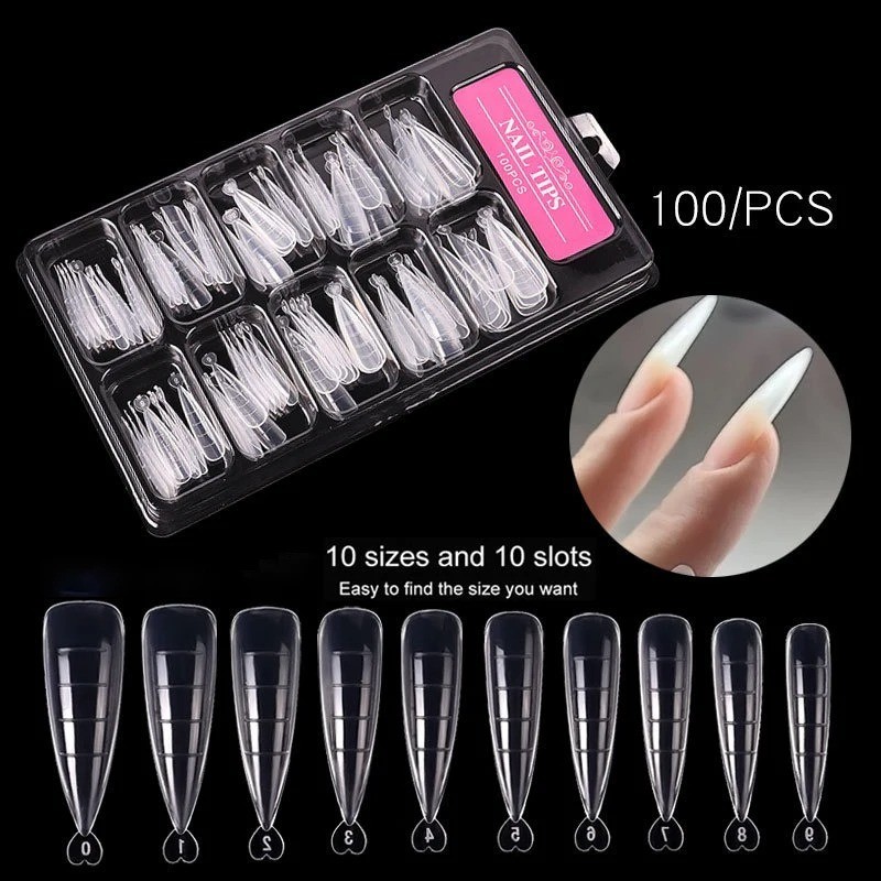 100X Quick Building Mold Tips Nail Dual Forms DIY Nail Art UV Builder Poly Gel