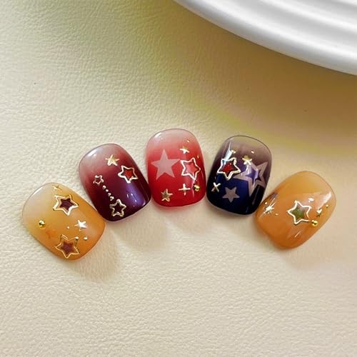 Star Nail Stickers for Nail Art 3D Glitter Cute Colorful Star Luxury Cute Stars
