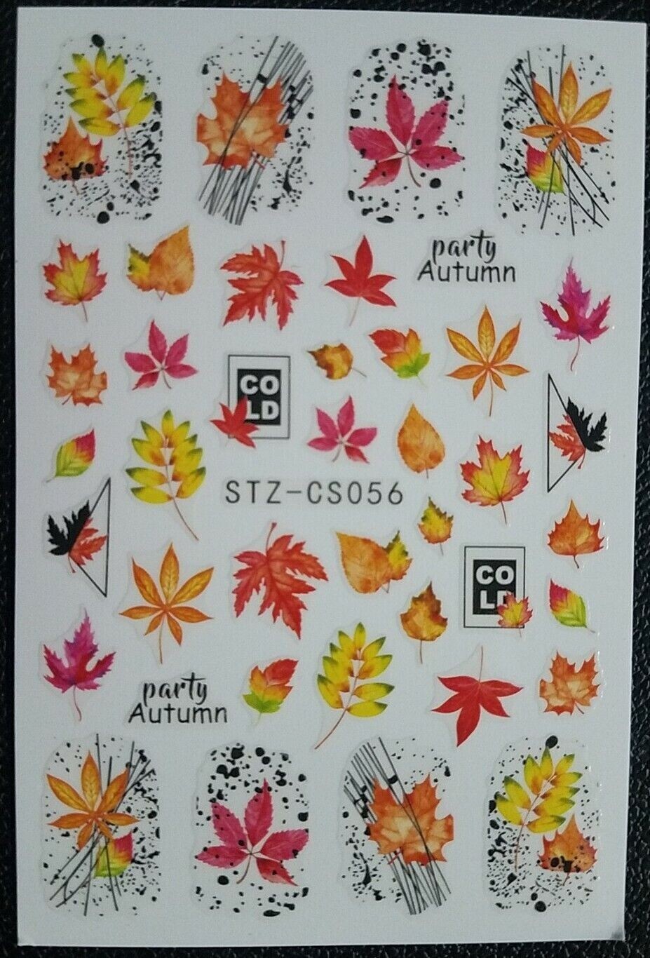 3D Autumn Leaf Maple Nail Art Stickers Geometric Fall Thanksgiving CS56 NH15
