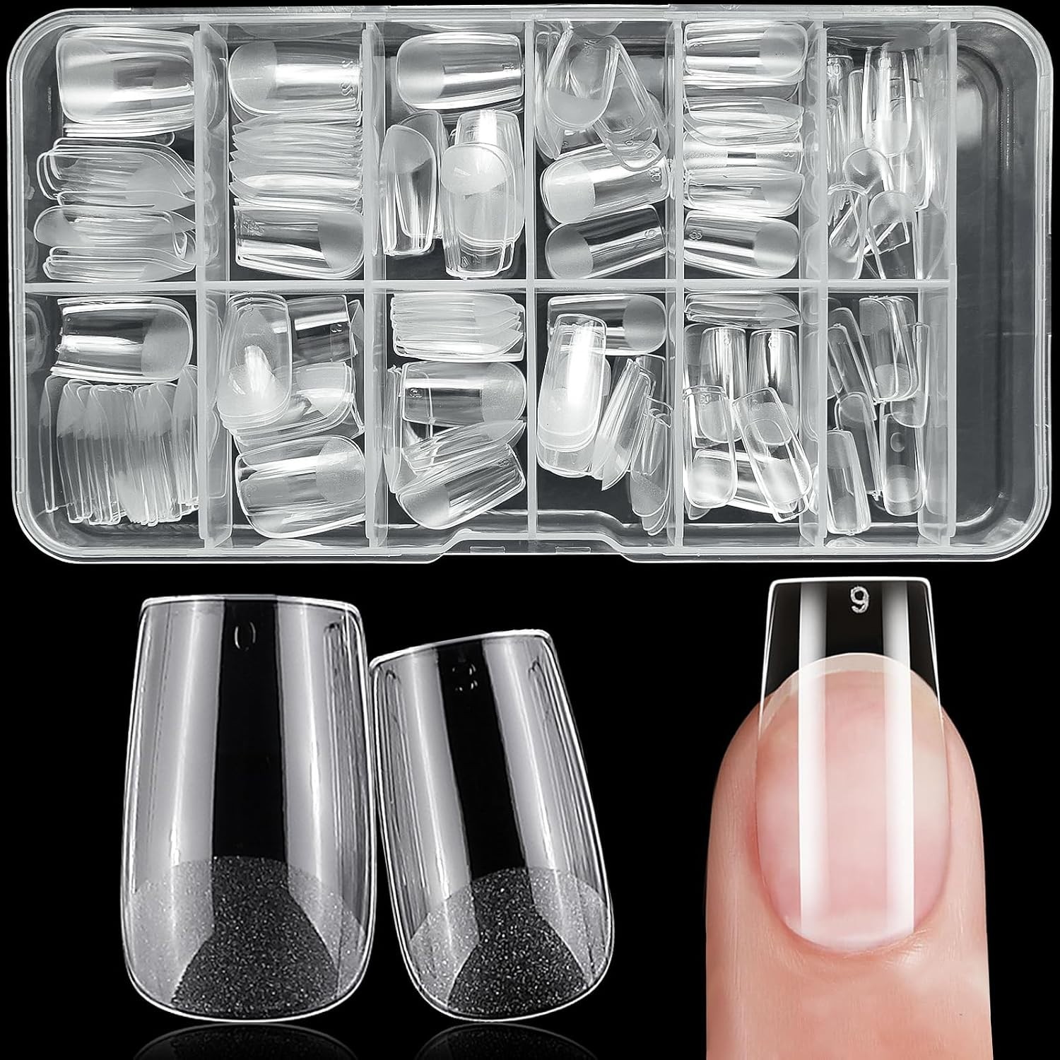 240Pc Square Gel Nail Tips Short Fake Nails Clear Press on Nails Acrylic Nails