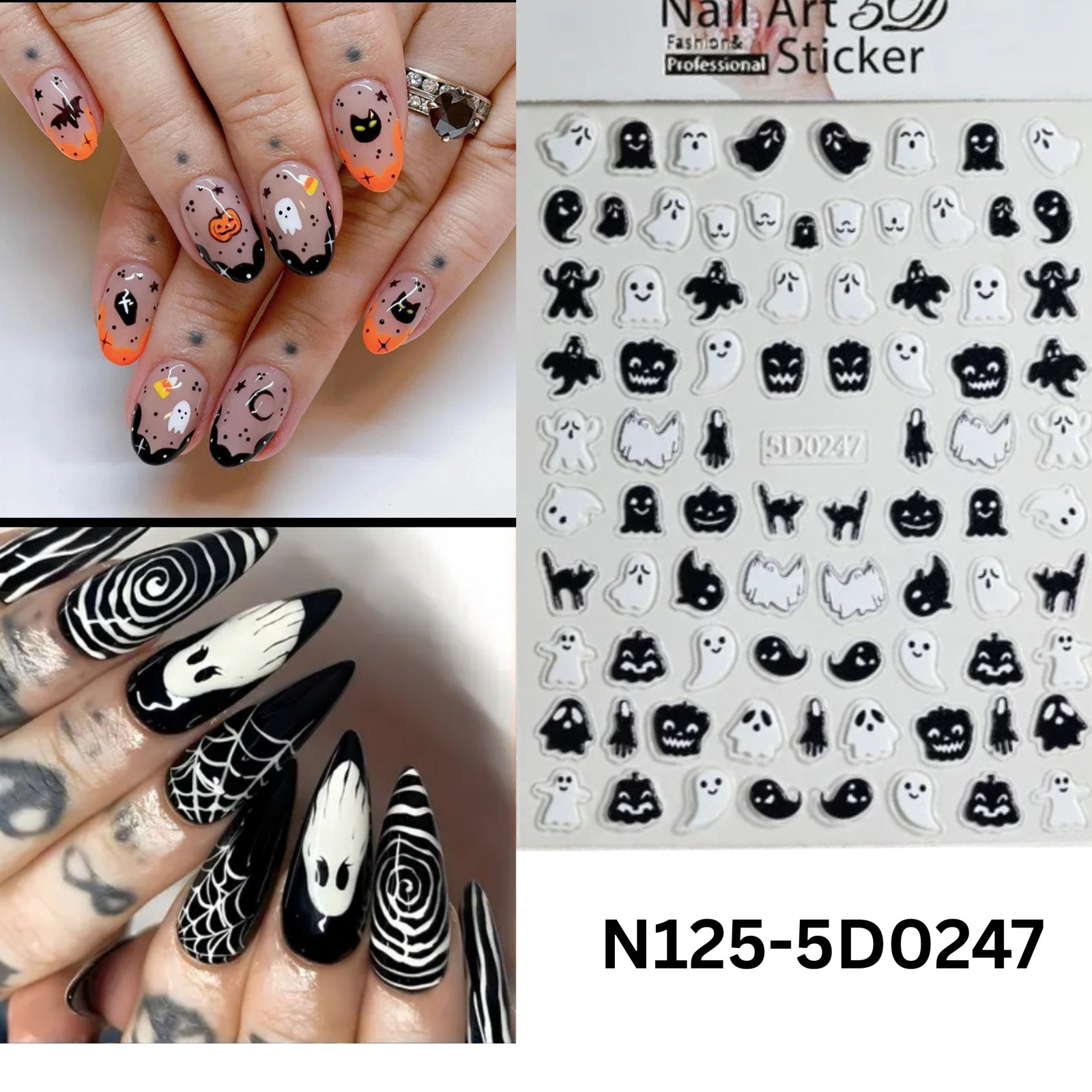 Halloween Spooky Nail Stickers 5D – Easy DIY Nail Art for Party & Cosplay