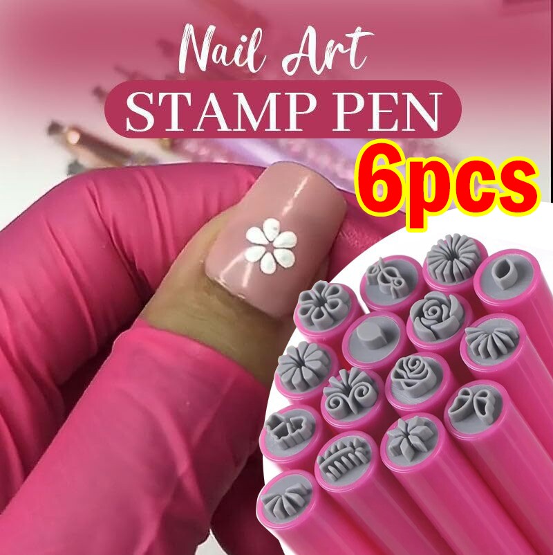 6PCS DIY Nail Nail Art Stamp Pen Set Art Dotting Tools Set for Girls Women