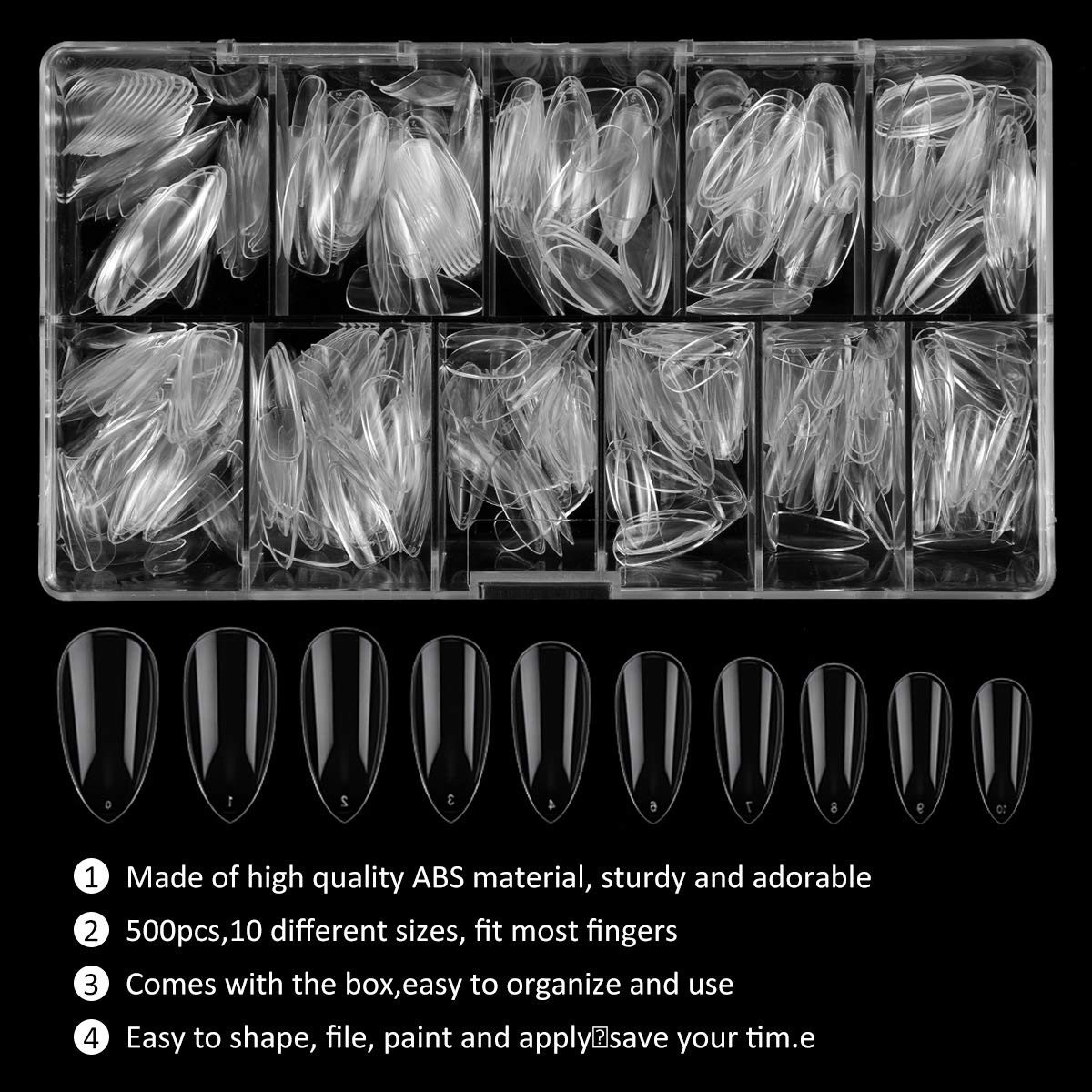Nail Tips And Glue Acrylic Nails Set – Press On Nails Set 500PCS Short Stiletto