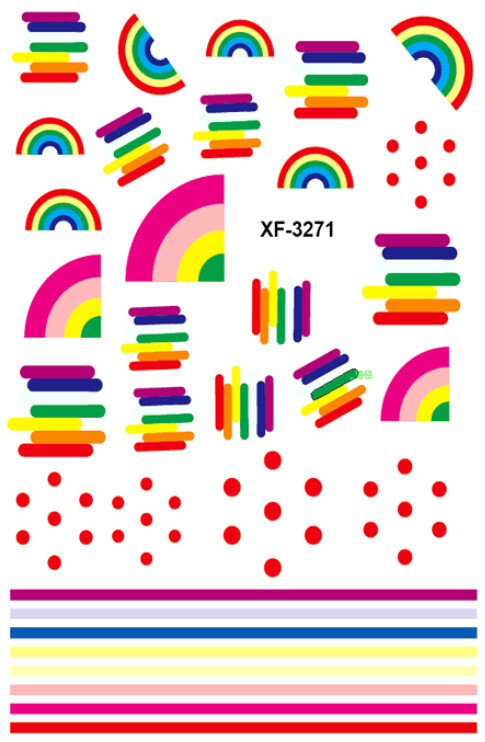 Rainbow Stripes Nail Sticker Rainbow Dots Tips Circle Self-Adhesive Nail Decal