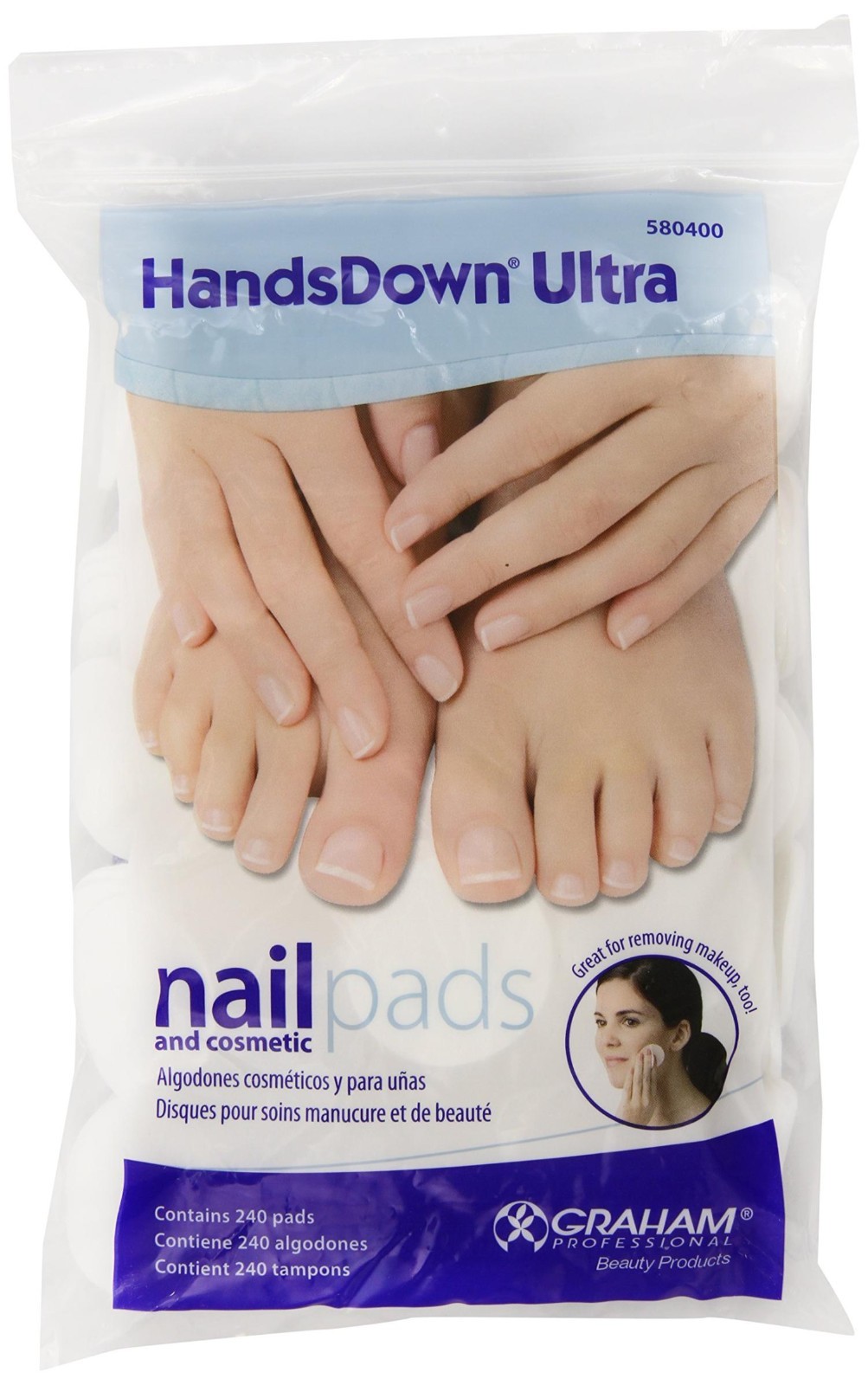 Graham Hands Down Ultra Nail and Cosmetic Pads, White, 240 Count. Salon, Beauty