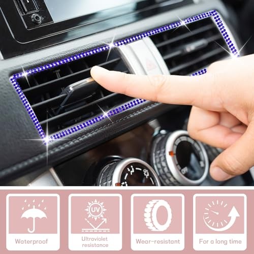 Bling Car Trim Self Adhesive, 16.4 Ft Rhinestone Car Decoration Royal Blue