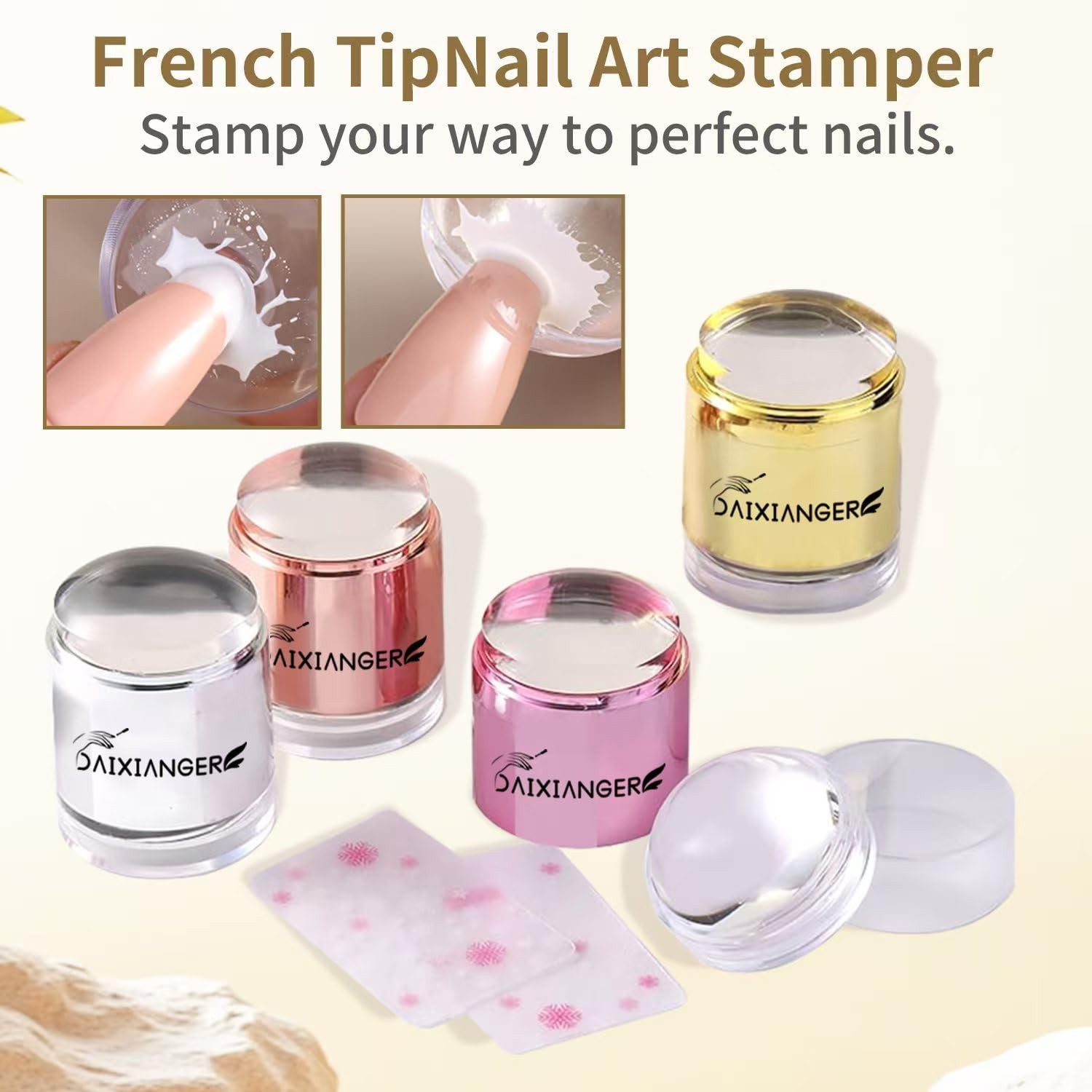 Double-End French Tip Stamp, Professional French Tip Nail Stamper, Clear Sili…