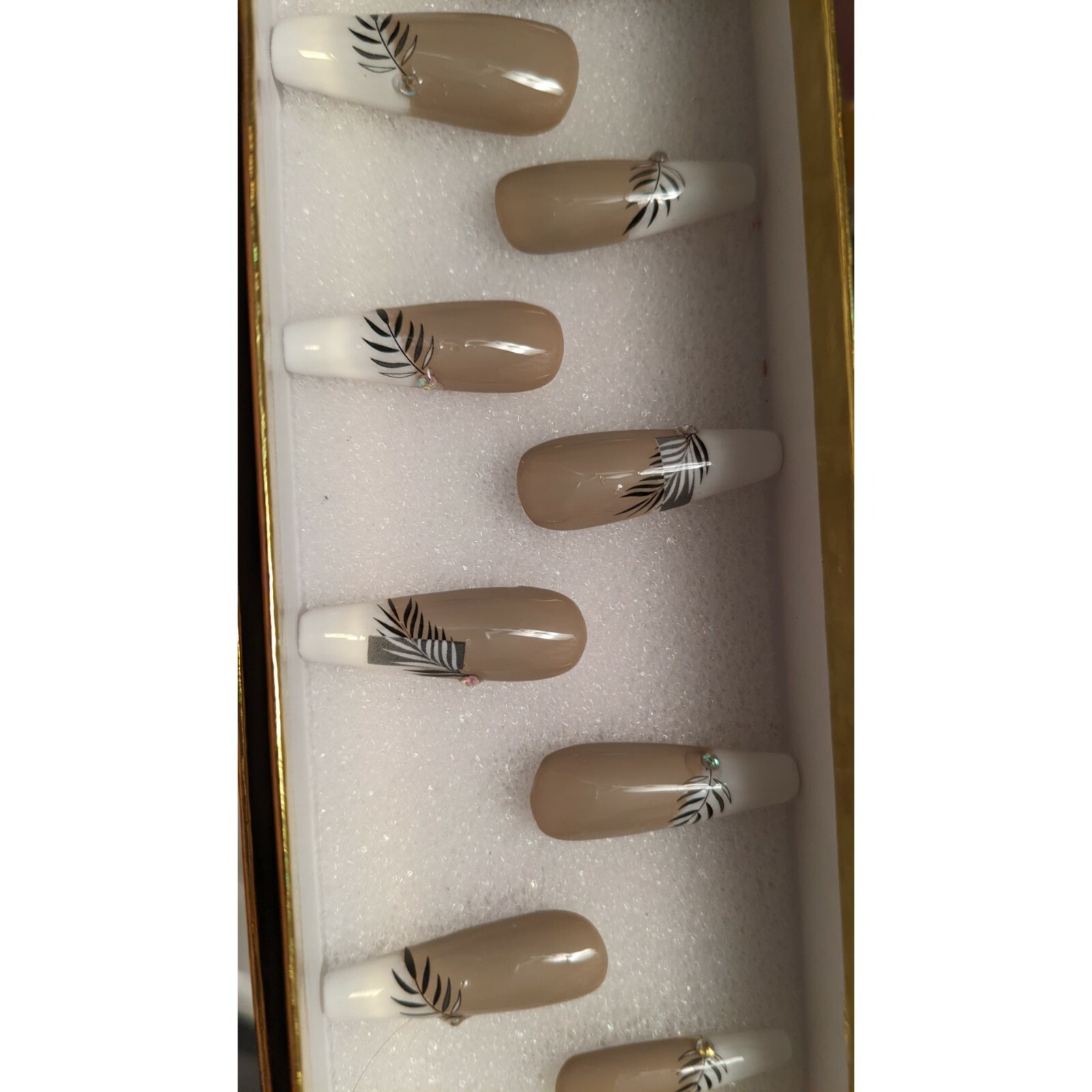 French Tip palm tree press on nails xs/s/m/l custom sizes available. Msg w/size