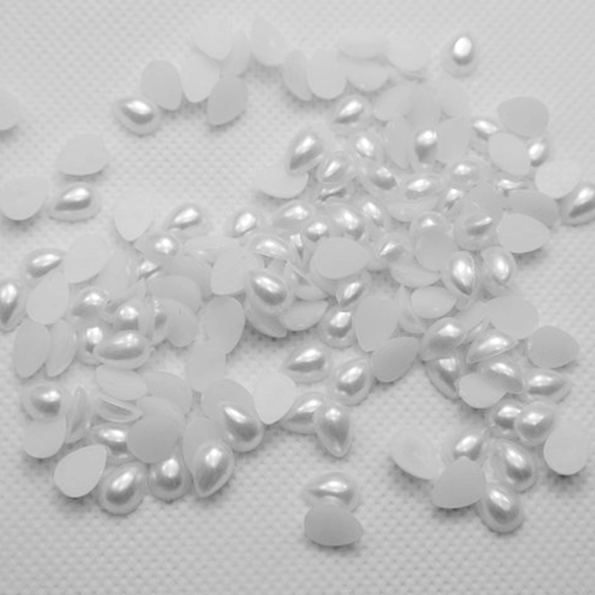 500 Pure White Tear Drop Half Pearl Bead Flat Back Gem 6X8mm Scrapbook Flatback