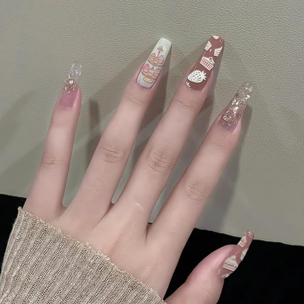 3pcs Birthday Party Nail Stamping Plate Cake Dessert Nail Art Templates Candl…