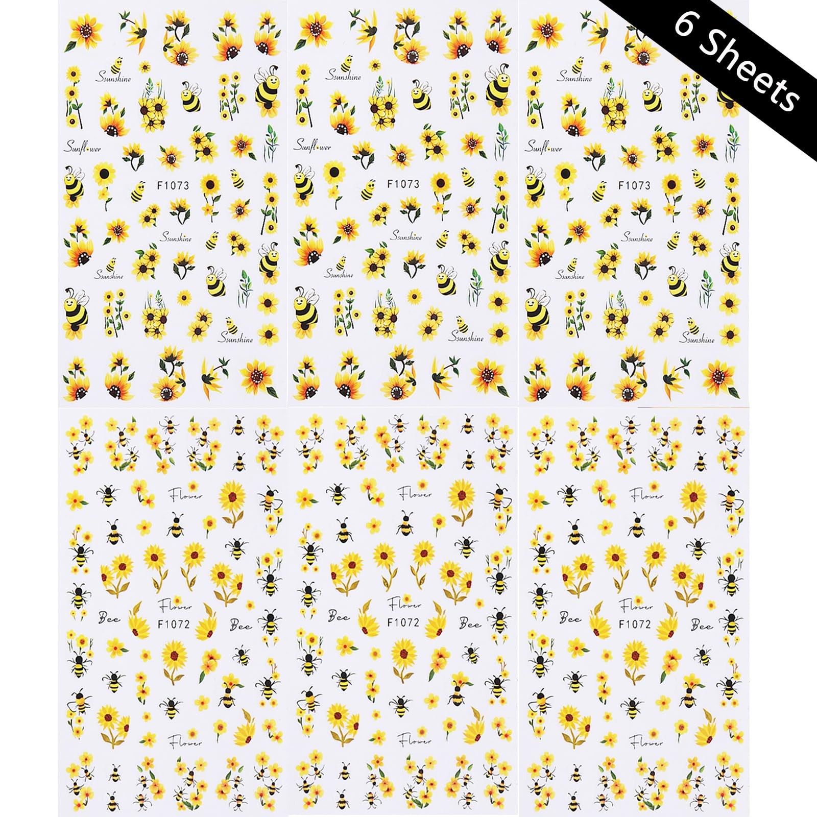 3D Nail Art Stickers Bee Flower Nail Decals Spring Summer Nail Art Supplies S…