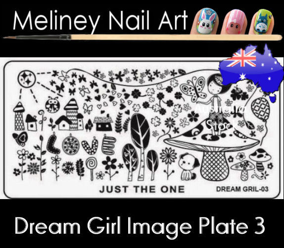 Dream Girl 3 Stamping Nail Art Image Plate Design Rectangle XL Stencil metal