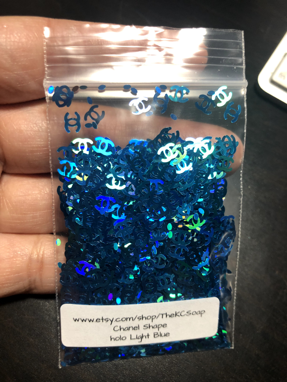 Holographic Light Blue Glitter Nail Art Slice letter alphabet confetti C US TSP