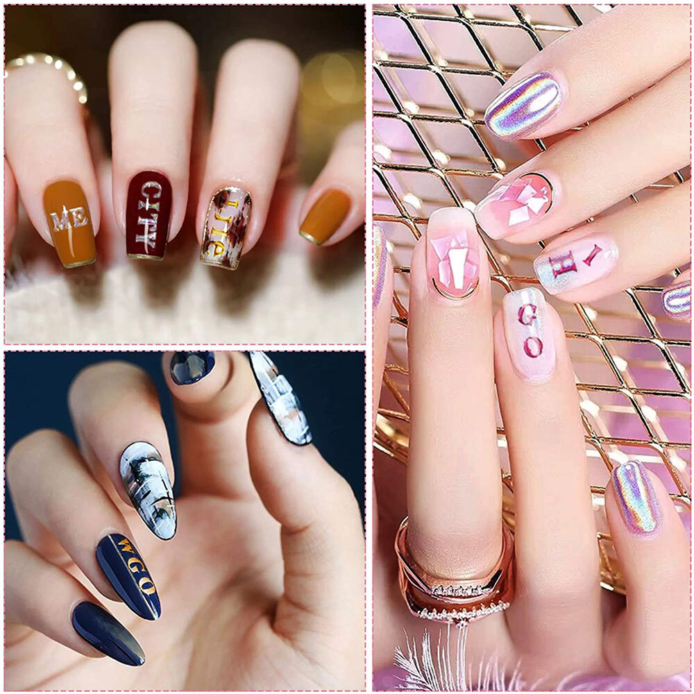 Nail Art Sticker Decals Transfers Black Gold Red Silver White Alphabet Letters