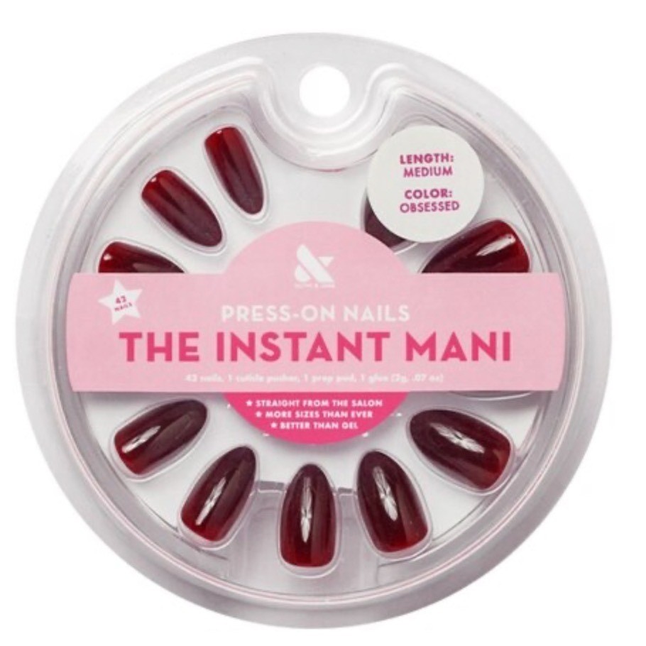 Olive & June The Instant Mani Press-On Nails Obsessed Dark Ruby Red Medium 42ct
