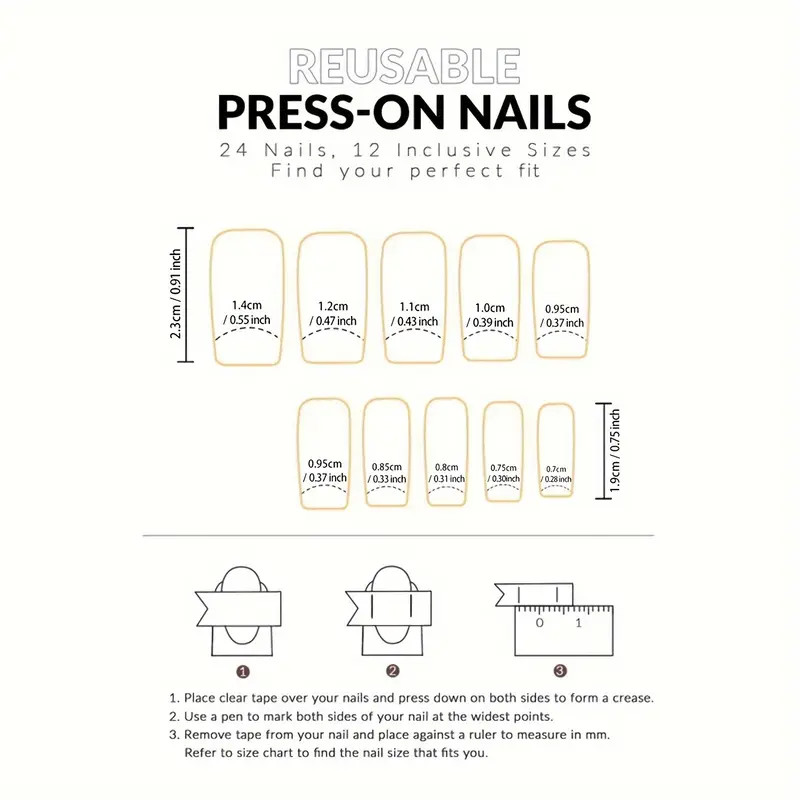 24pcs Golden Pearl Glitter Press-On Nails, Square Shape, Middle Length, Glossy