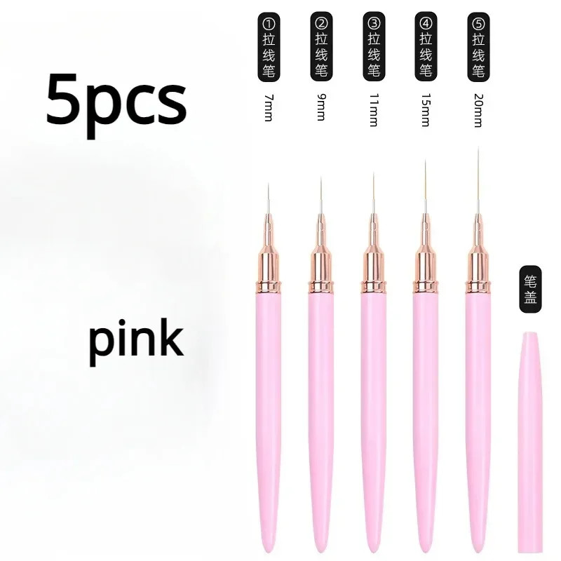 Nail Art Liner Brushes Set 6/9/12/15/18/25mm Fine Striping Drawing