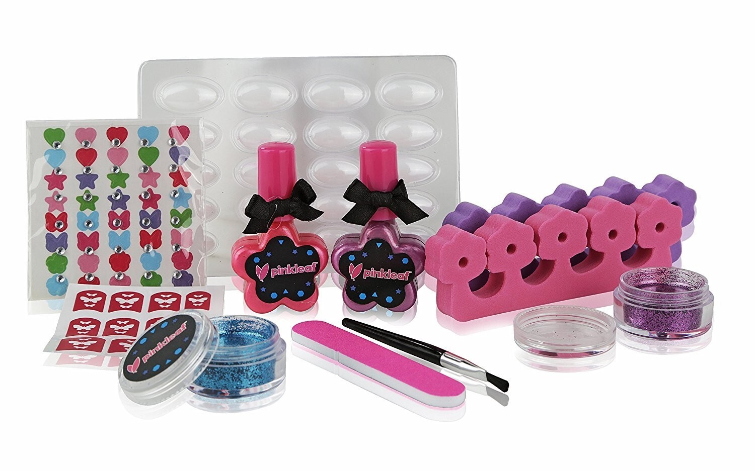 Kids Nail Art Set for Girls Polish Stickers Glitter Powder Gift Kit Ages 6-12
