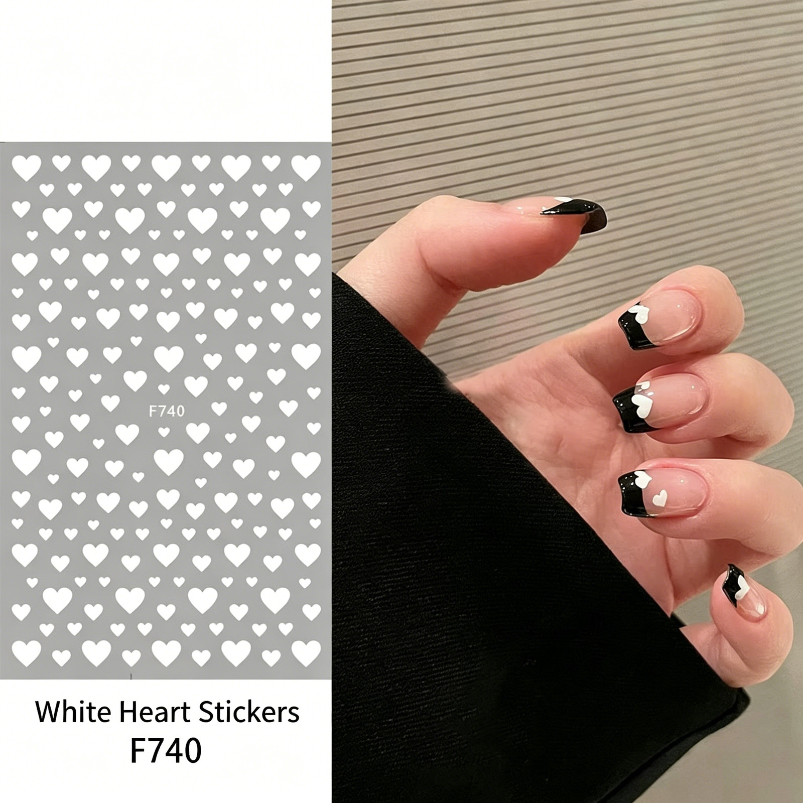 Ins European Atmosphere Nail Stickers, Blazing Red Lips Pattern, Black & White L