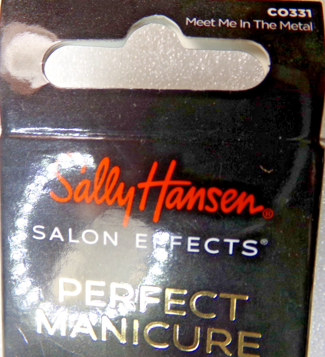 Sally Hansen Nails Pink Mauve with Gold Stripe GLUE-On Long Length Coffin