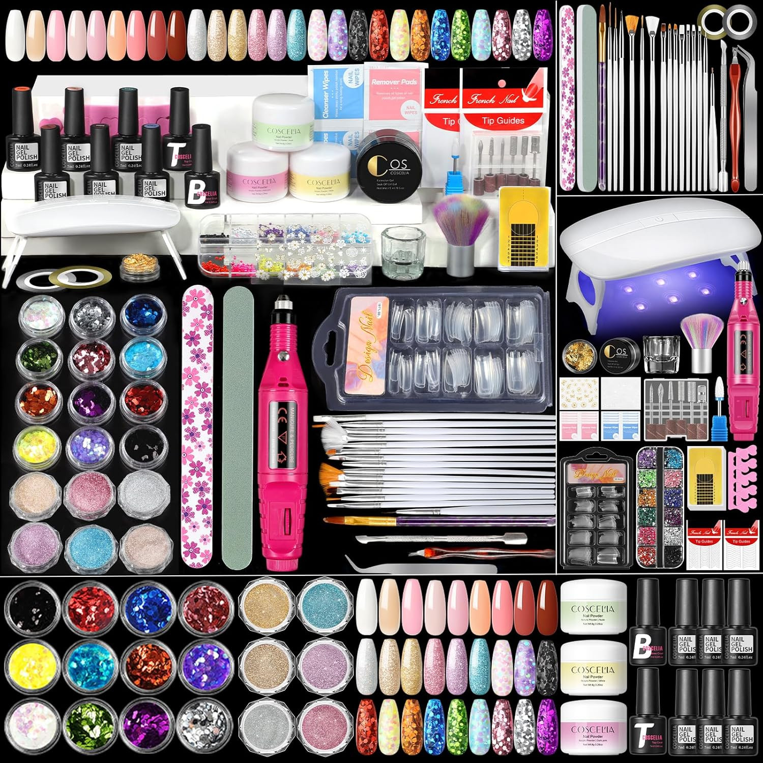 Acrylic Nail Kit for Beginners with Everything Professional Acrylics Powder 6Pcs