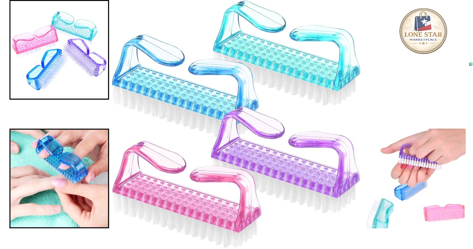 Multi-Color Nail Cleaning Brushes Set with Comfortable Grip for Personal Care