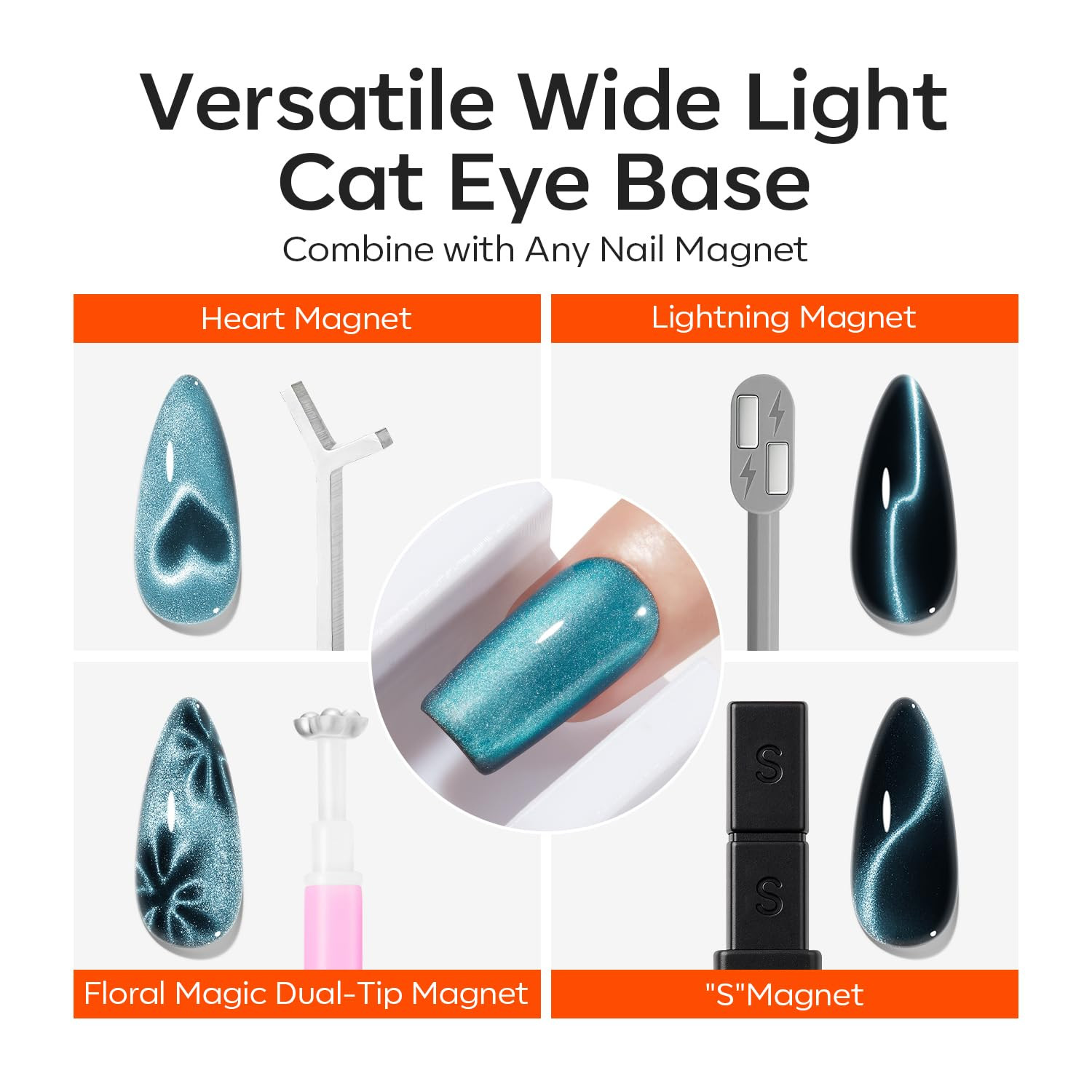 Cat Eye Magnet for Nails, 5D Aura French Glass Bead Wide Multi Cateye Effect Beg