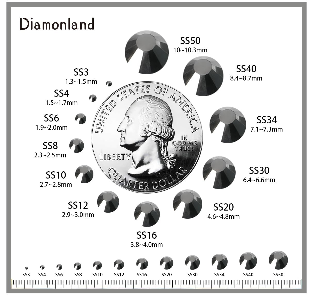 Diamonland Flatback Glass Crystal Rhinestones Rounds Gems for Bedazzling Nail…
