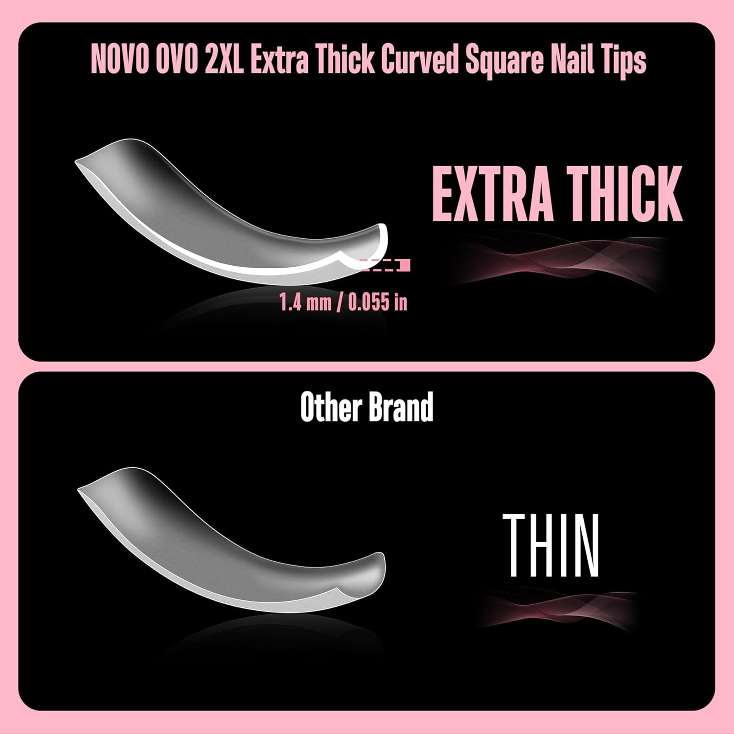 Curved Nail Tips 240pc XXL Square Full Cover, Long XL Acrylic Press-On Nails Kit