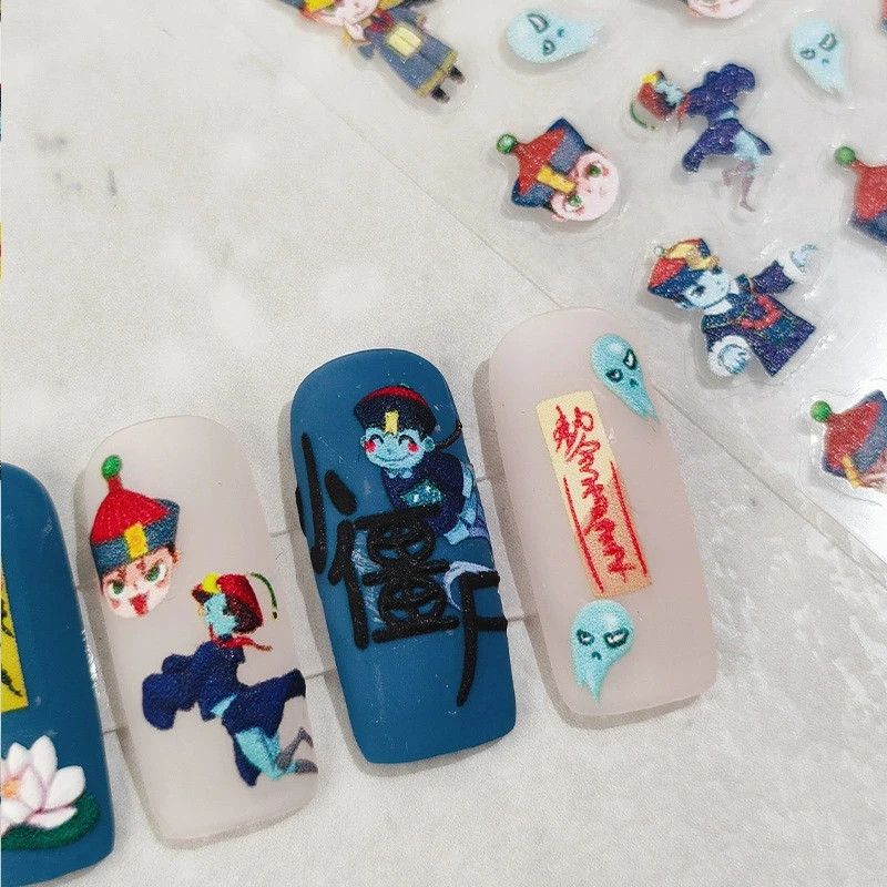 Zombie Nail Stickers – Q Version Ghost & Talisman Nail Decals (353)