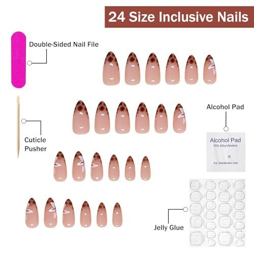 Press on Nails Medium Almond SWEKKE French Tip Fake Nails False Almond Nails23