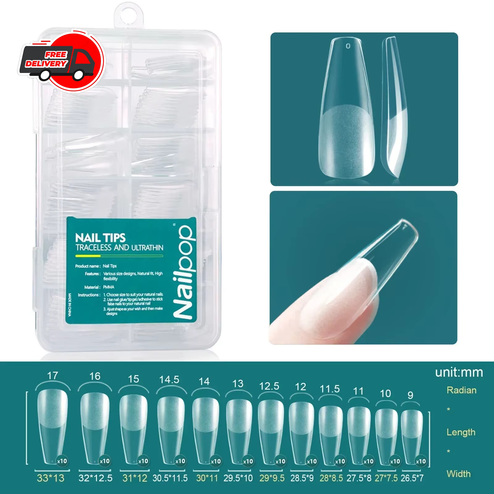 Nailpop 120pcs Gel X Nail Tips Medium Short Almond Square Soft Gel ExtensionsPro