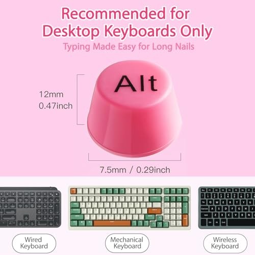 64 Pcs Keyboard for Long Nails with Letters, Self-Adhesive Keyboard 64PCS Pink-