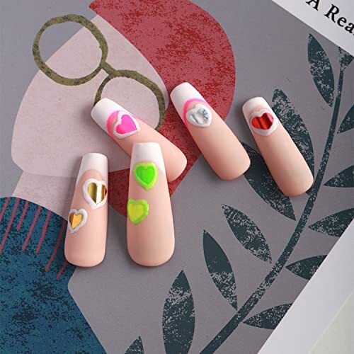 7 Sheets Green Nail Art Stickers, 3D Geometry Nail Transfer Decals, Butterfly