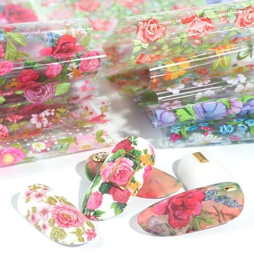 Flower Nail Foil, Flowers Nails Design Stickers Decals Holographic Style 9