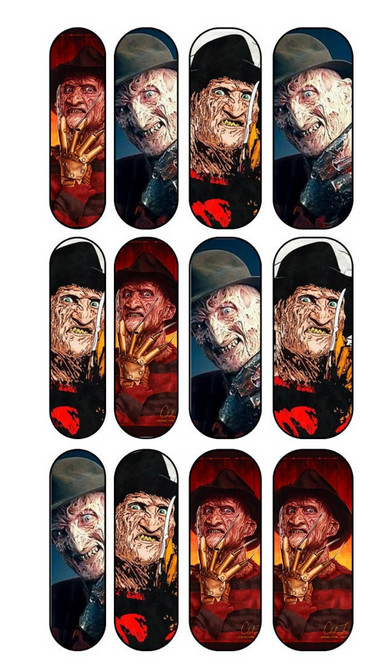 Freddy k Nightmare on elm Halloween Nail decals Waterslide scary movie Nail art