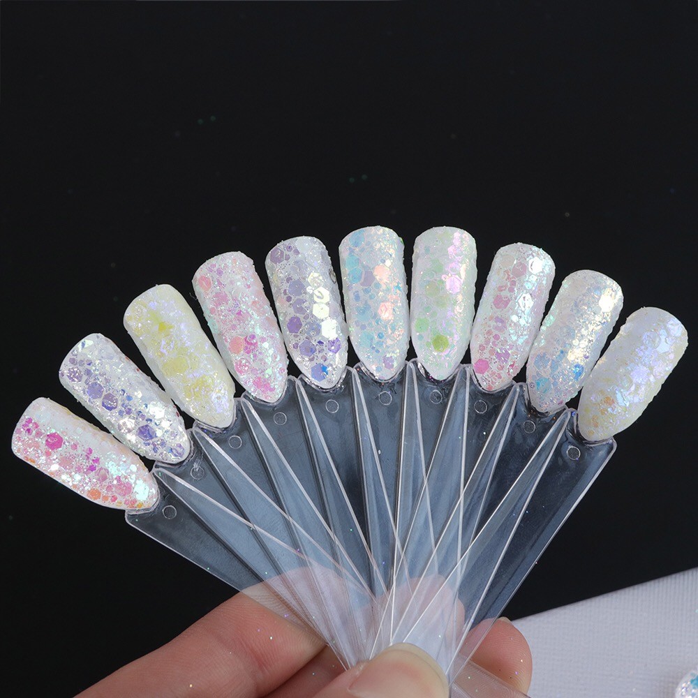Unicorn Mermaid PIXEL NAIL SEQUINS CHUNKY GLITTER POWDER Effect AB Mix Sizes