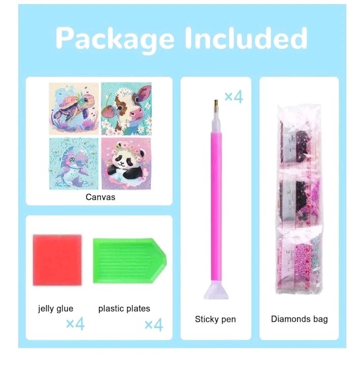 Cartoon Crystal Diamond Stickers Children Handmade Diy Full Diamond 4 Count