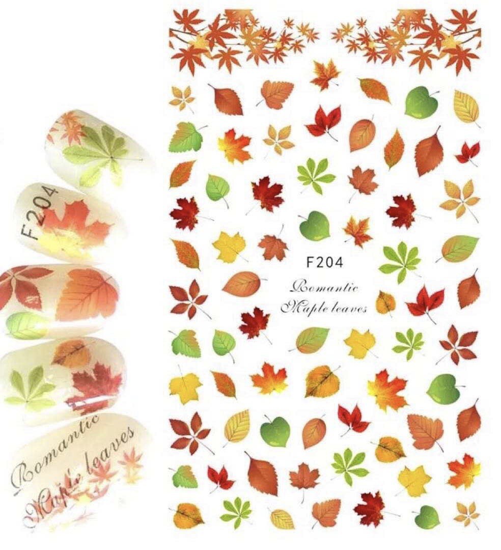 3PCS Autumn Leaf Maple Squirrel 3D Nail Sticker