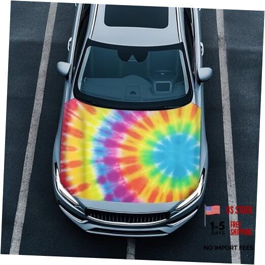 Car Hood Covers for Automobiles, Rainbow Gradient Tie-Dye 3X5FT Tie Dye Spiral