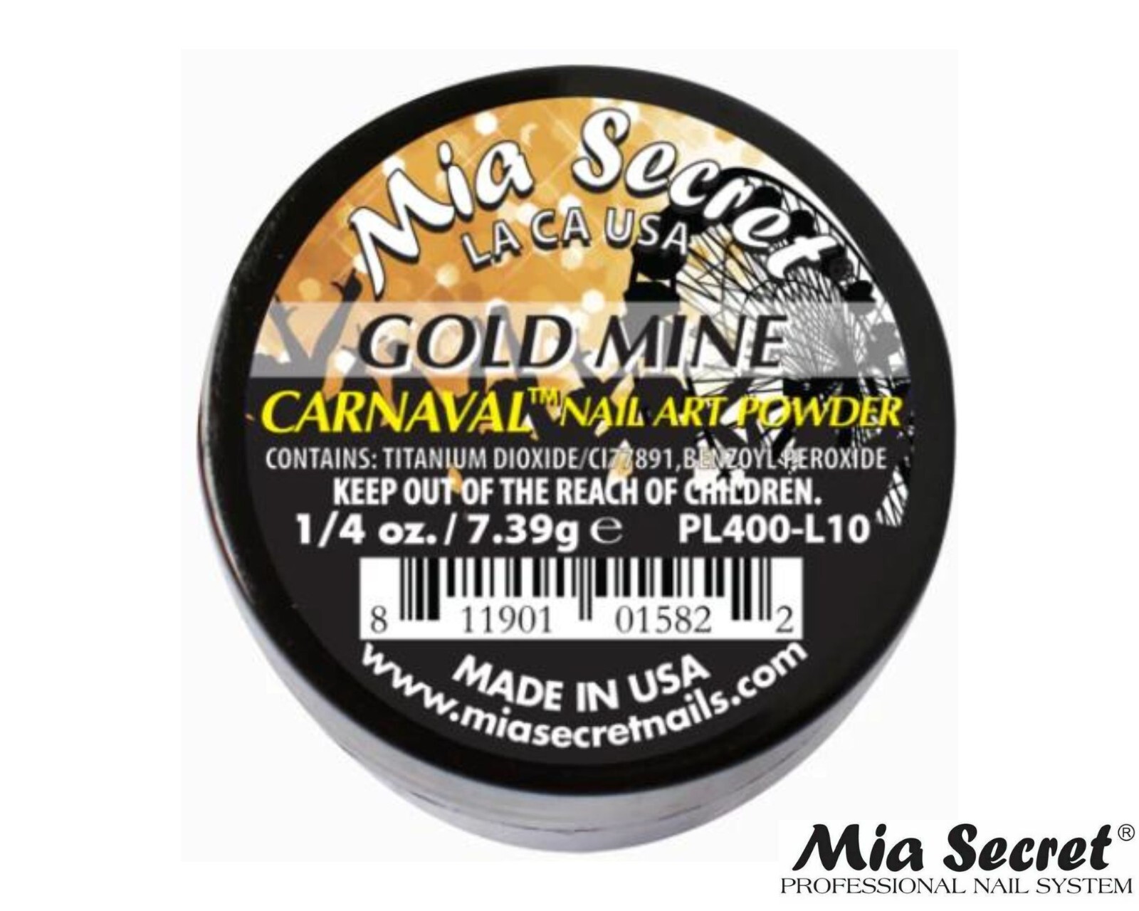 Mia Secret Nail Art Powder Carnaval Collection (GOLD MINE) 1/4oz