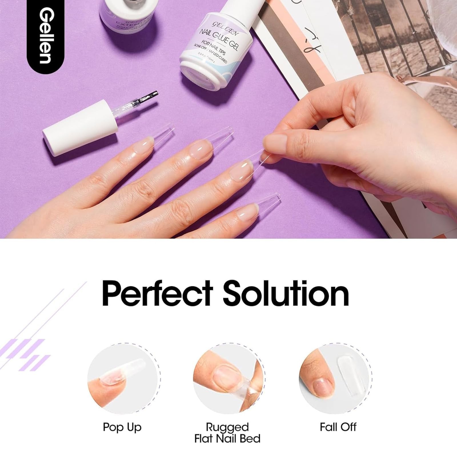 Gellen 5 in 1 Nail Glue for Nail Tips, 15ML Curing Needed UV Glue Gel | For C…