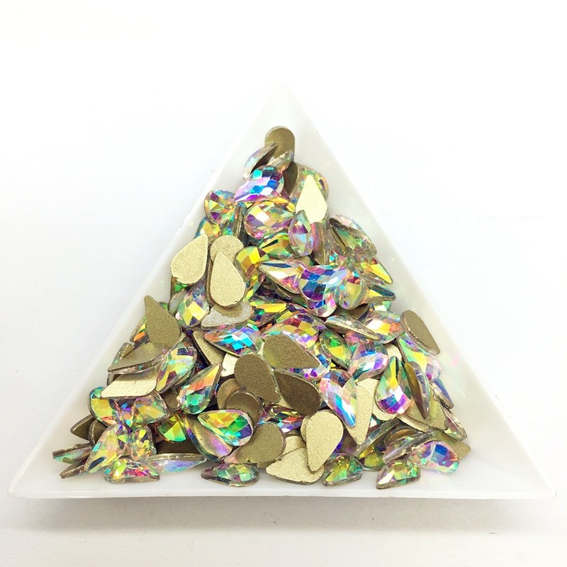 Top Multi-Shape Czech Crystal AB Flatback Nail Art Rhinestone 3D Tips Decoration
