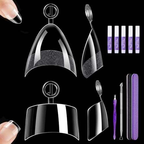 480 Pcs Extra Short Almond Nail Tips, Half Extra Short Almond Square Nails
