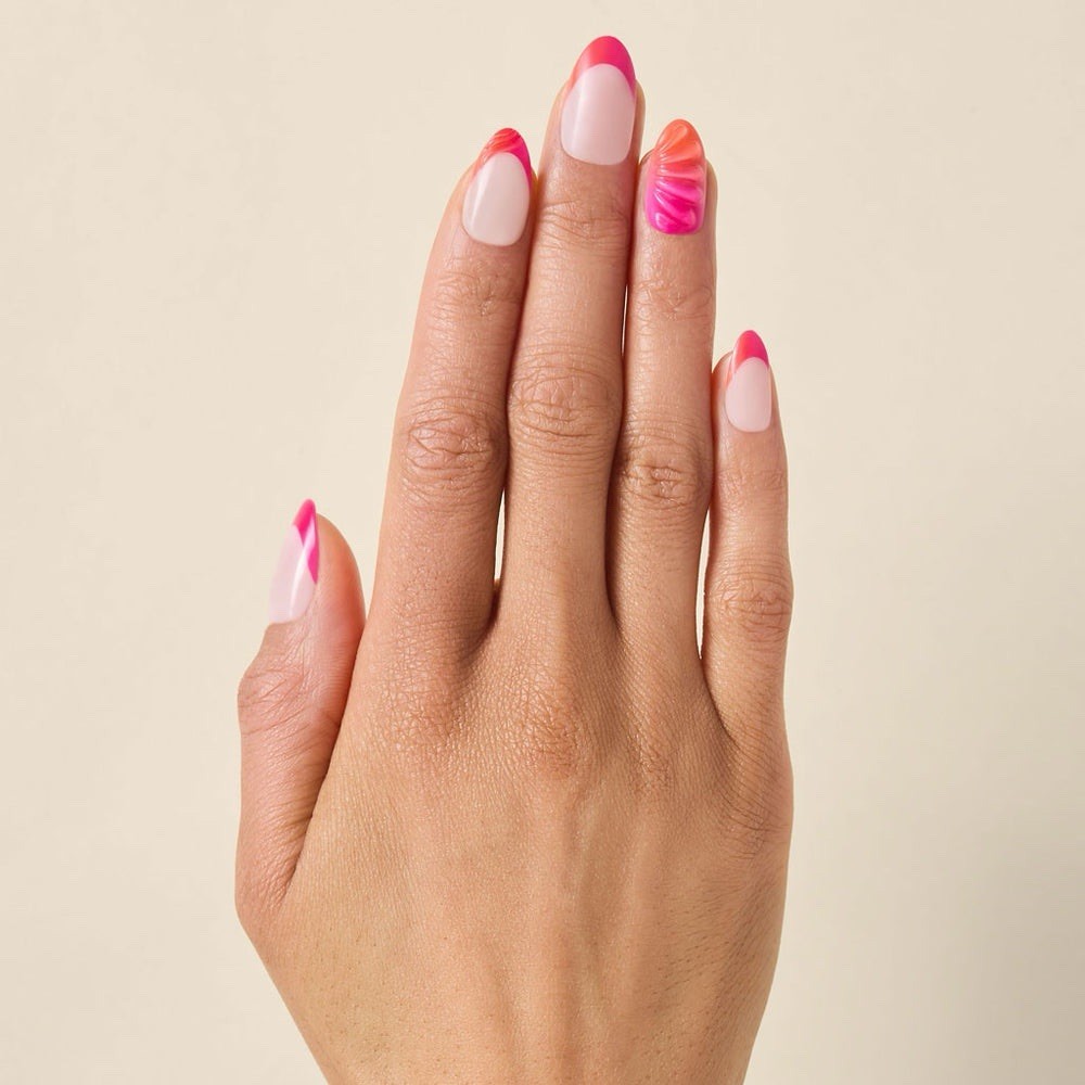 New Kleo Kolor Press-On Gel Nails 30-Pack~Tangerine Twist Long Almond Shape