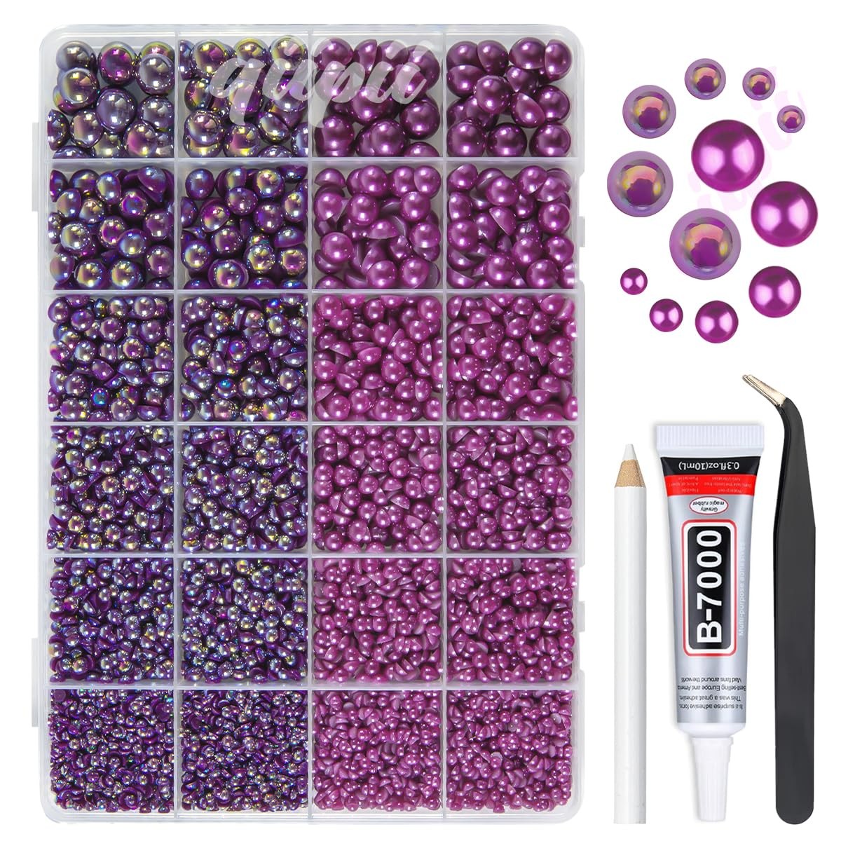 2 Styles Solid Purple+ Dark Purple AB Flatback Pearls for Bedazzling Crafting…