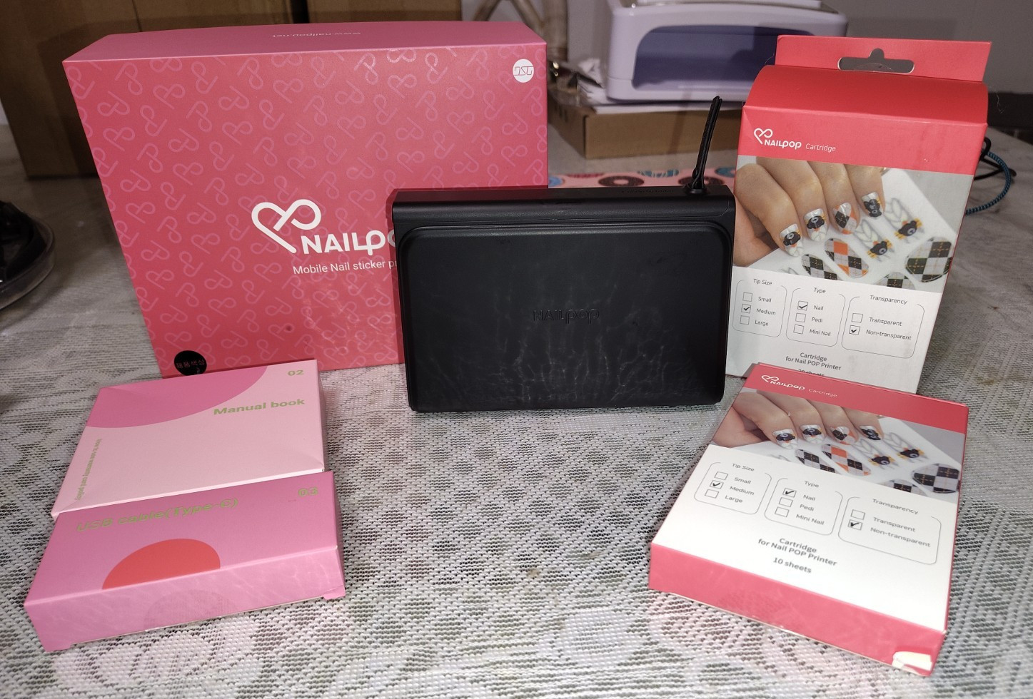 NAILPOP Nail Sticker Printer is USED WITH SOME Cartridge HUGE LOT