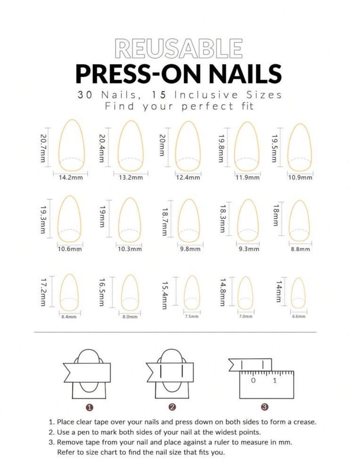 Blue Floral Press-On Nails Medium Almond Full Cover Fake Nails Set